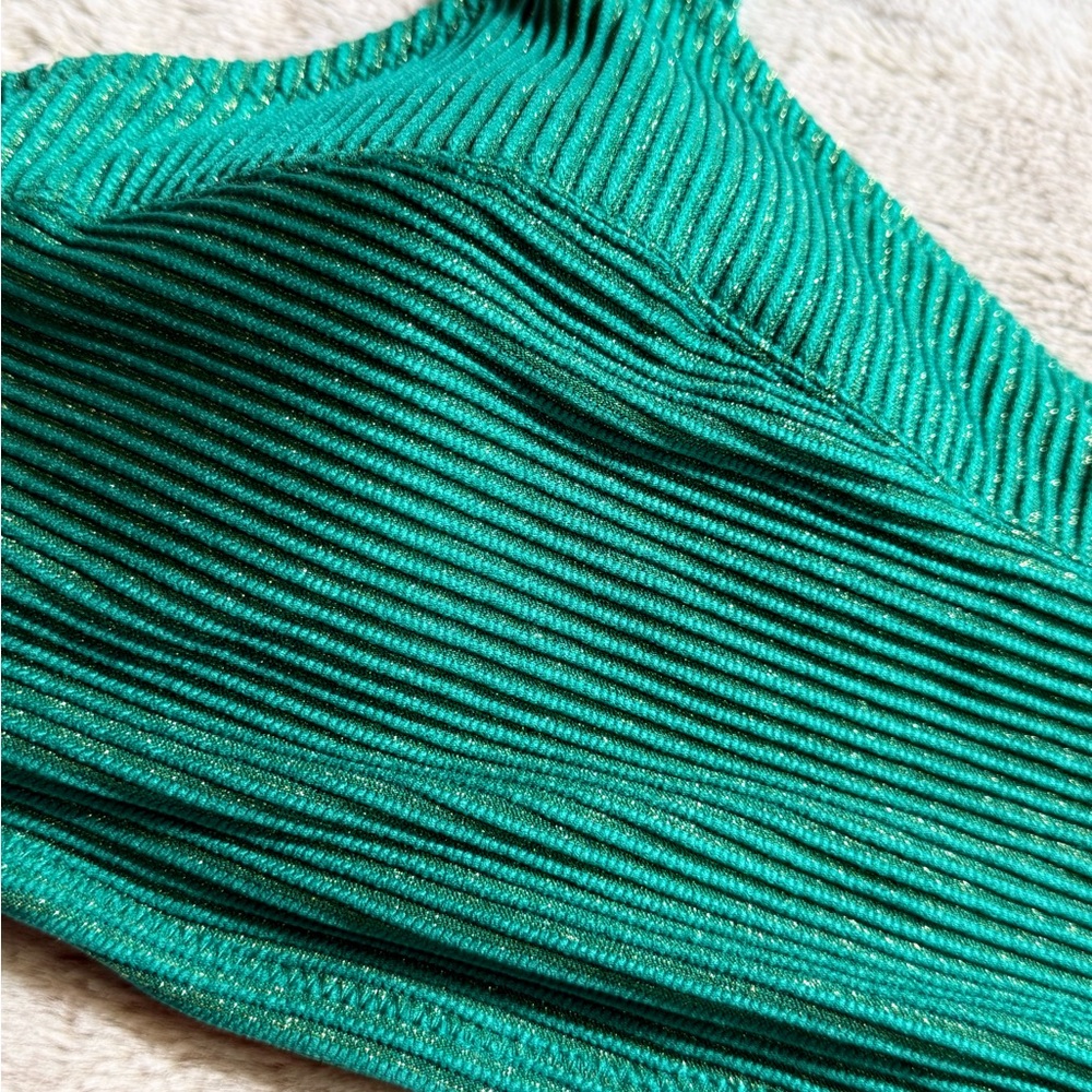 Green Ribbed Bikini Set - Picture 2 of 3